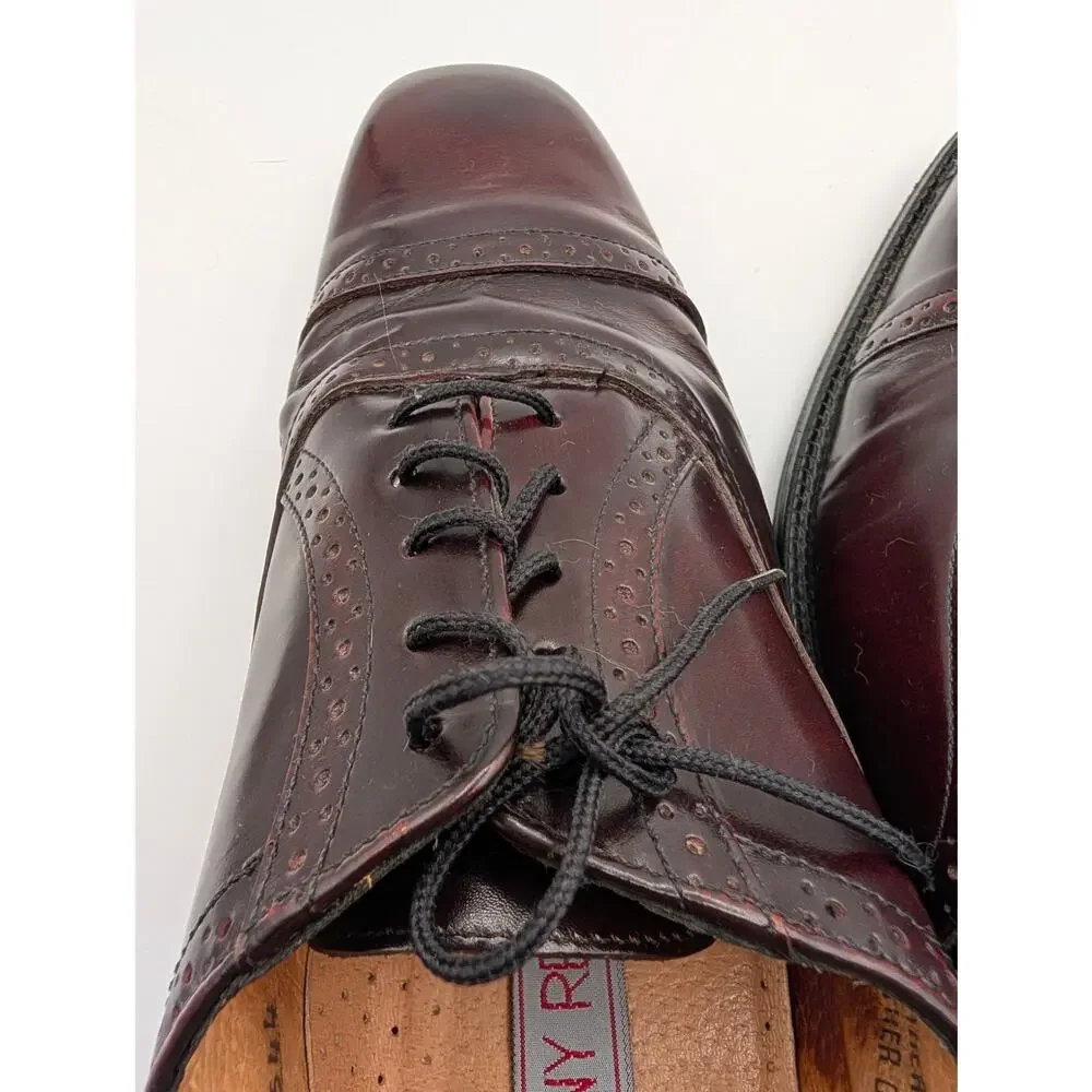 VTG Anthony Reed Burgundy Leather Cap-Toe Oxford Shoes Men's Size 11M